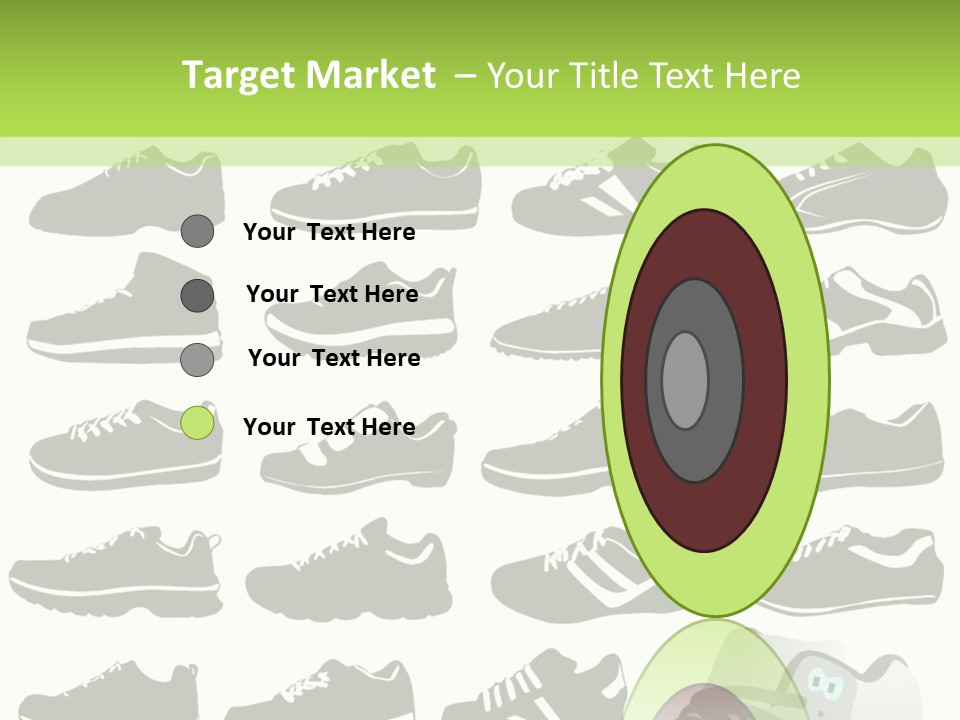A Group Of Shoes With A Green Background PowerPoint Template
