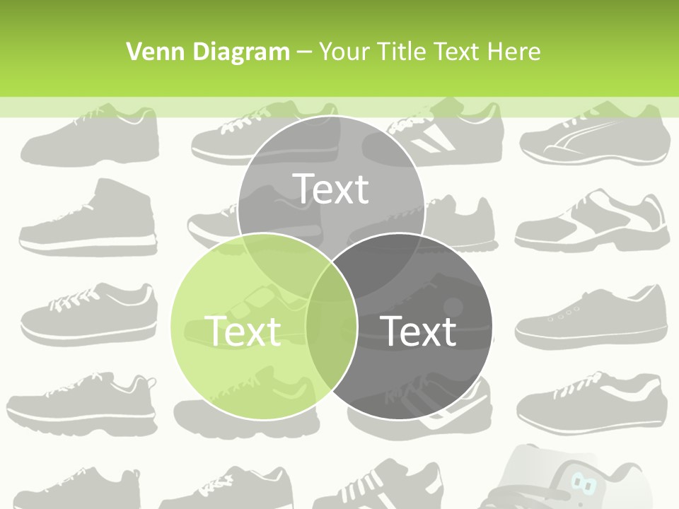 A Group Of Shoes With A Green Background PowerPoint Template
