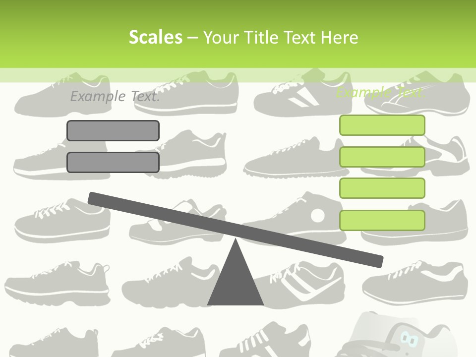 A Group Of Shoes With A Green Background PowerPoint Template