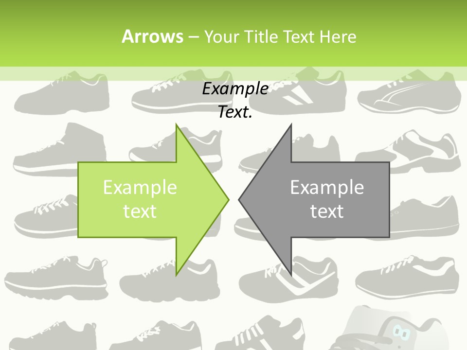 A Group Of Shoes With A Green Background PowerPoint Template