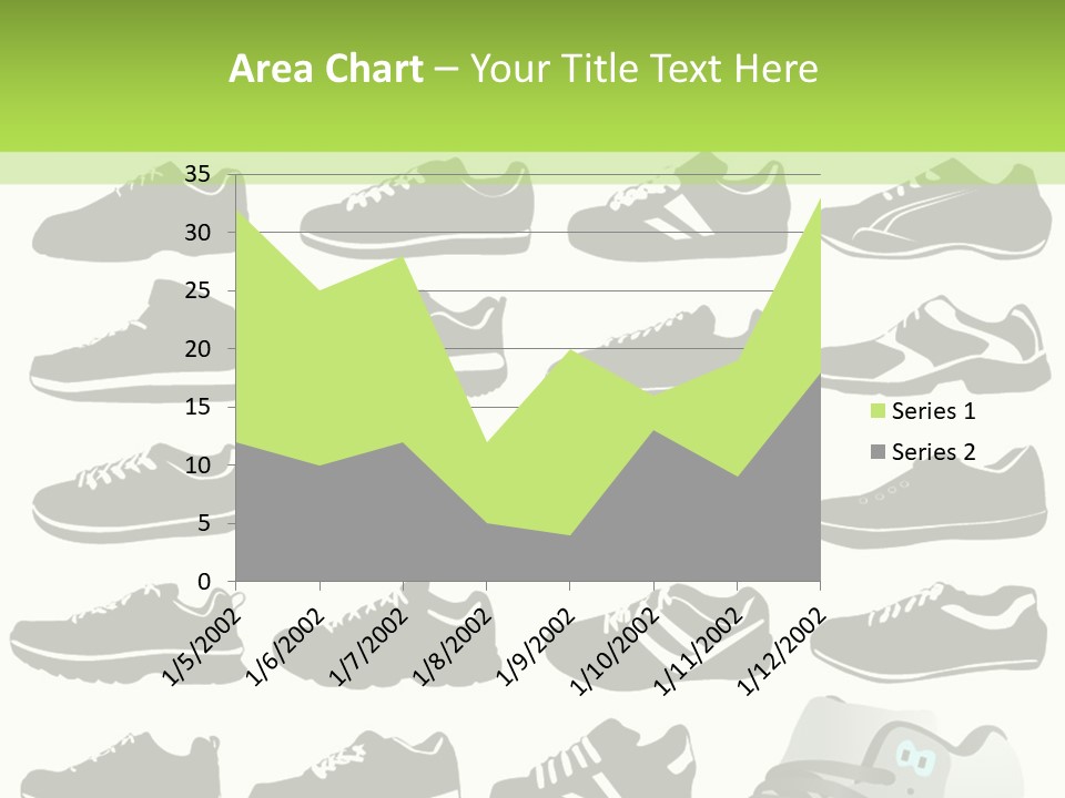 A Group Of Shoes With A Green Background PowerPoint Template