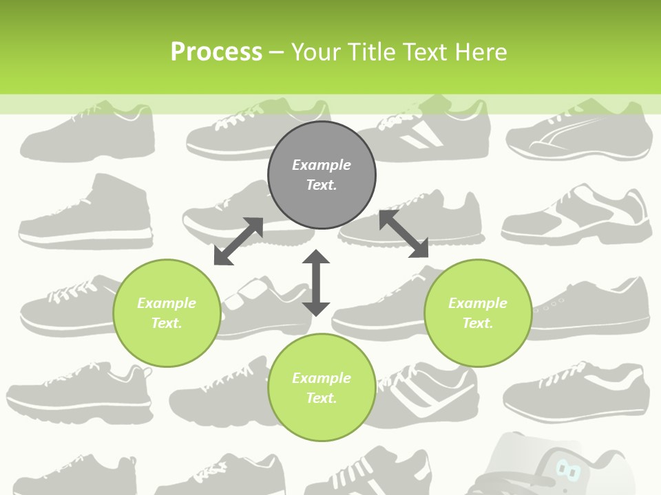A Group Of Shoes With A Green Background PowerPoint Template