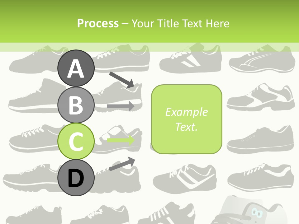 A Group Of Shoes With A Green Background PowerPoint Template