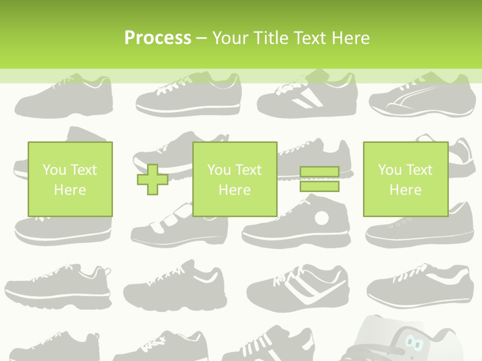 A Group Of Shoes With A Green Background PowerPoint Template
