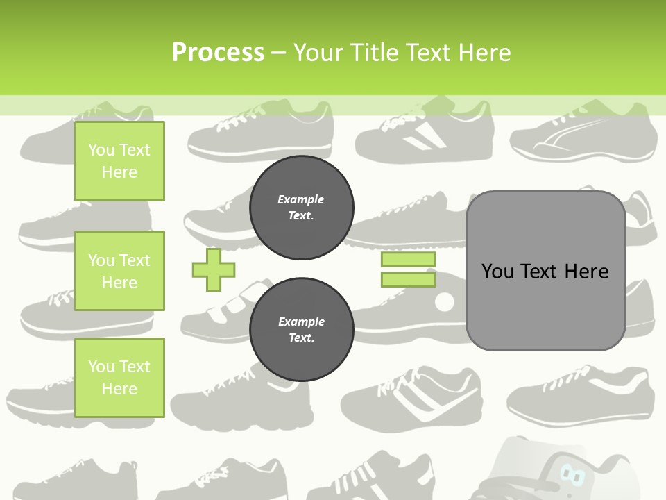 A Group Of Shoes With A Green Background PowerPoint Template
