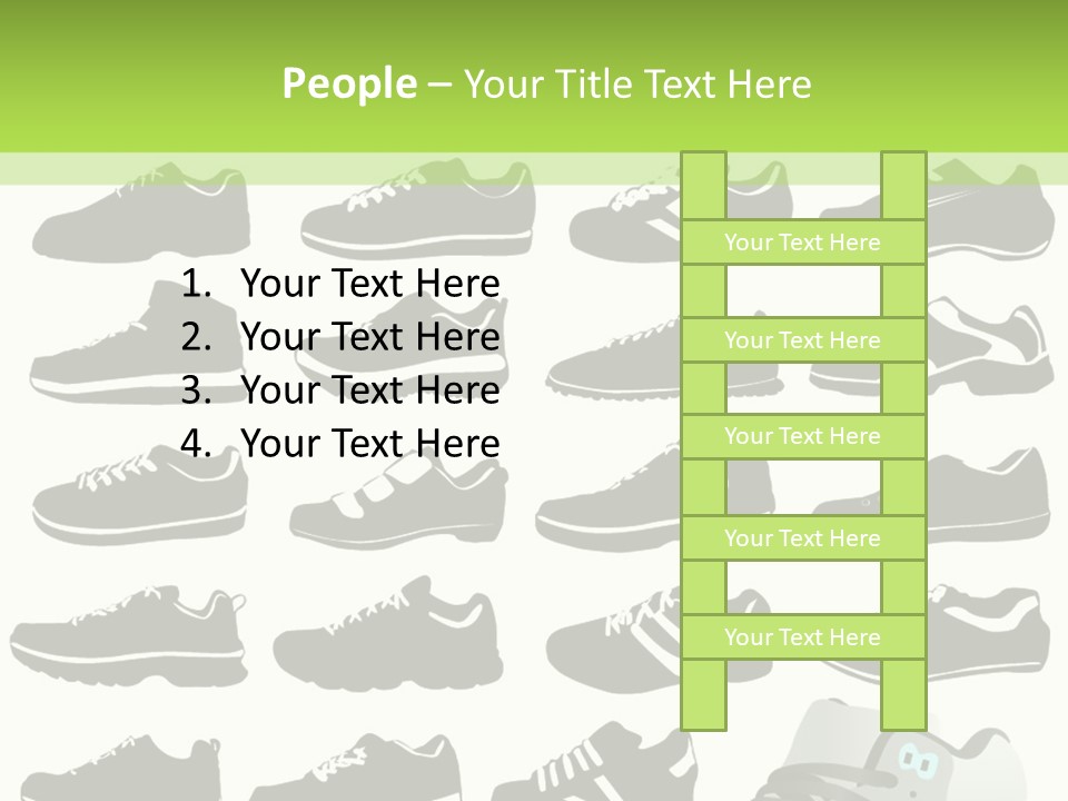 A Group Of Shoes With A Green Background PowerPoint Template