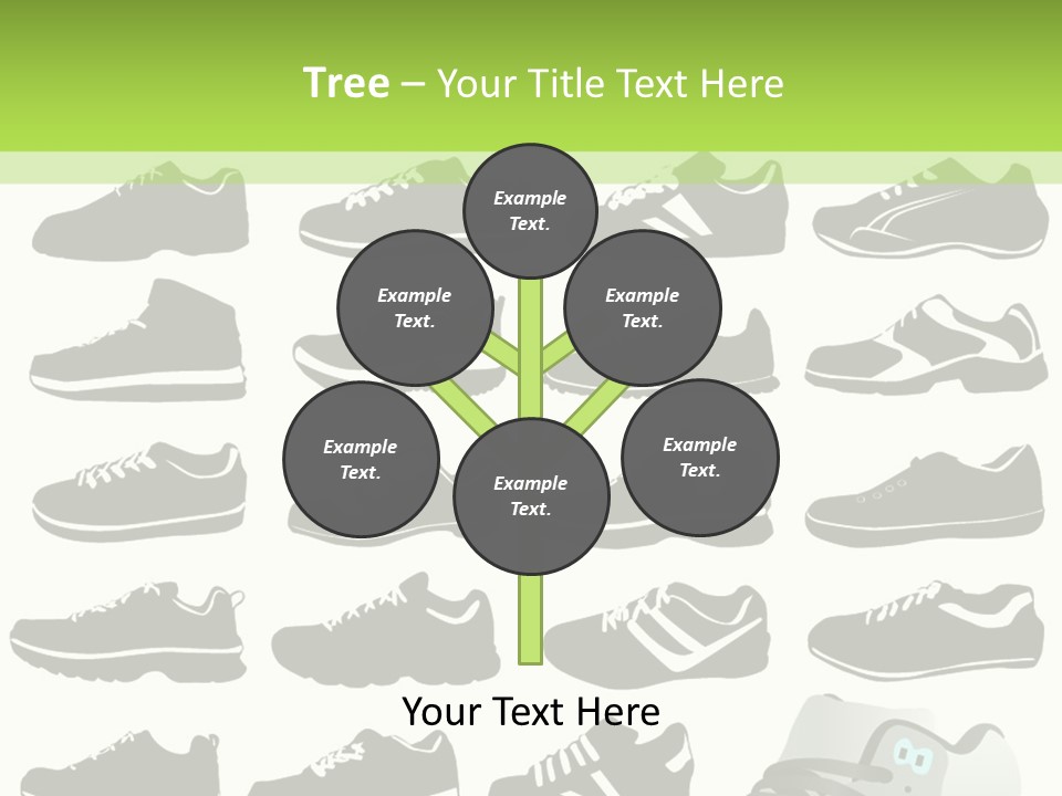 A Group Of Shoes With A Green Background PowerPoint Template