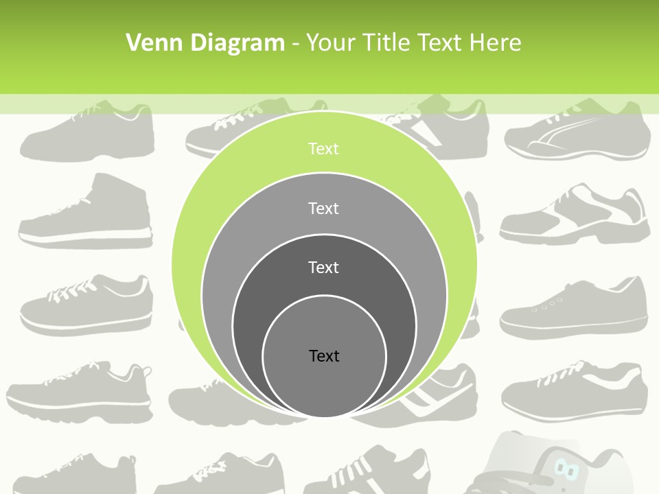 A Group Of Shoes With A Green Background PowerPoint Template