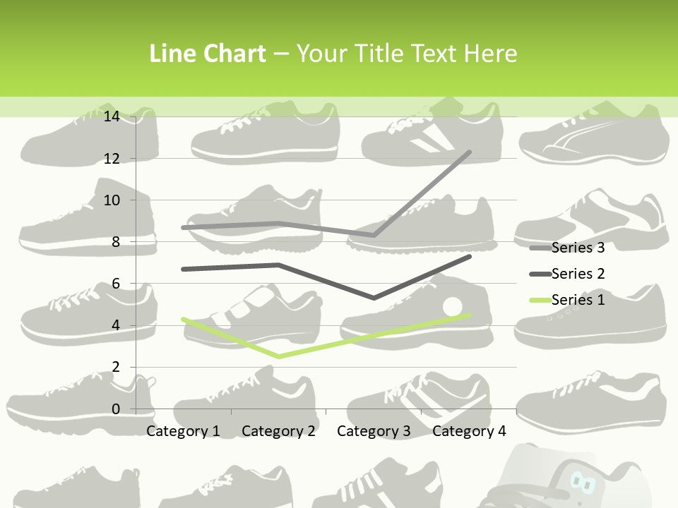 A Group Of Shoes With A Green Background PowerPoint Template