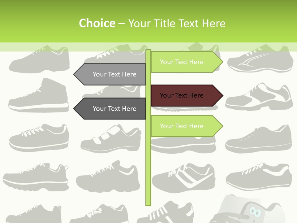 A Group Of Shoes With A Green Background PowerPoint Template