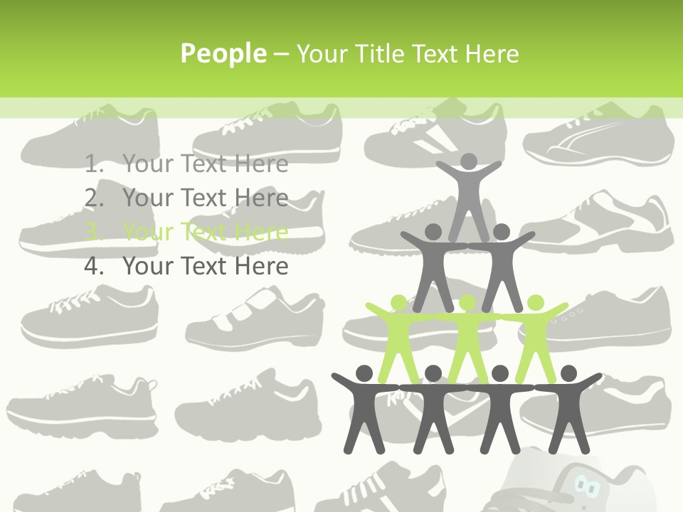 A Group Of Shoes With A Green Background PowerPoint Template