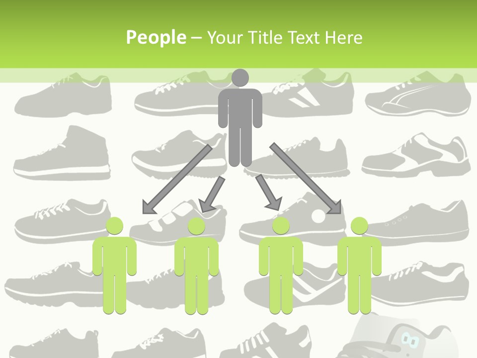 A Group Of Shoes With A Green Background PowerPoint Template