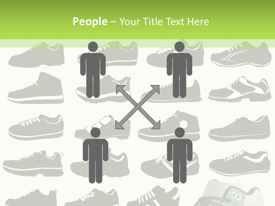 A Group Of Shoes With A Green Background PowerPoint Template