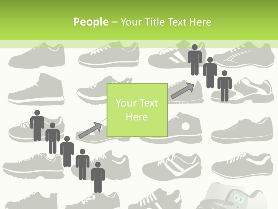 A Group Of Shoes With A Green Background PowerPoint Template