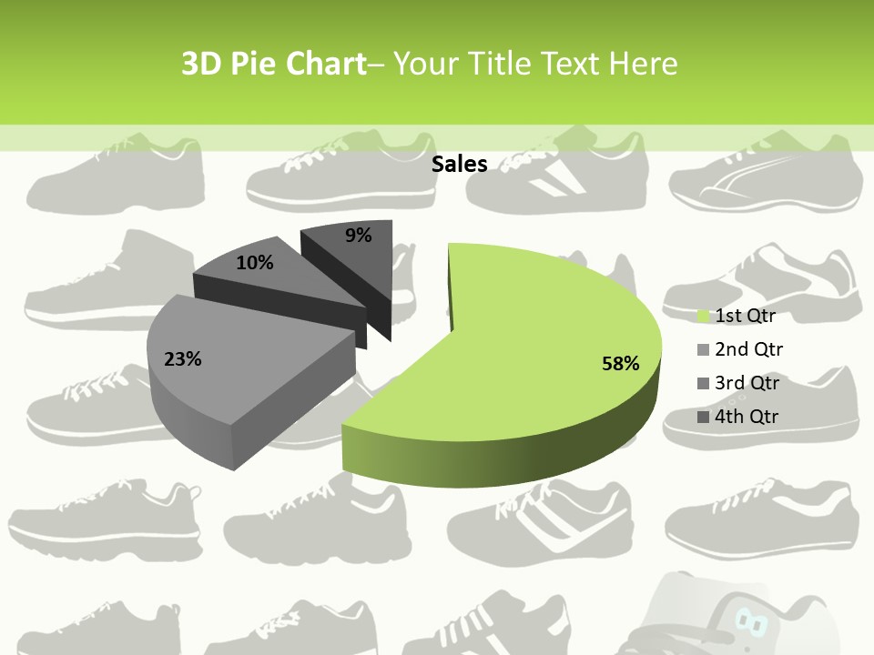 A Group Of Shoes With A Green Background PowerPoint Template