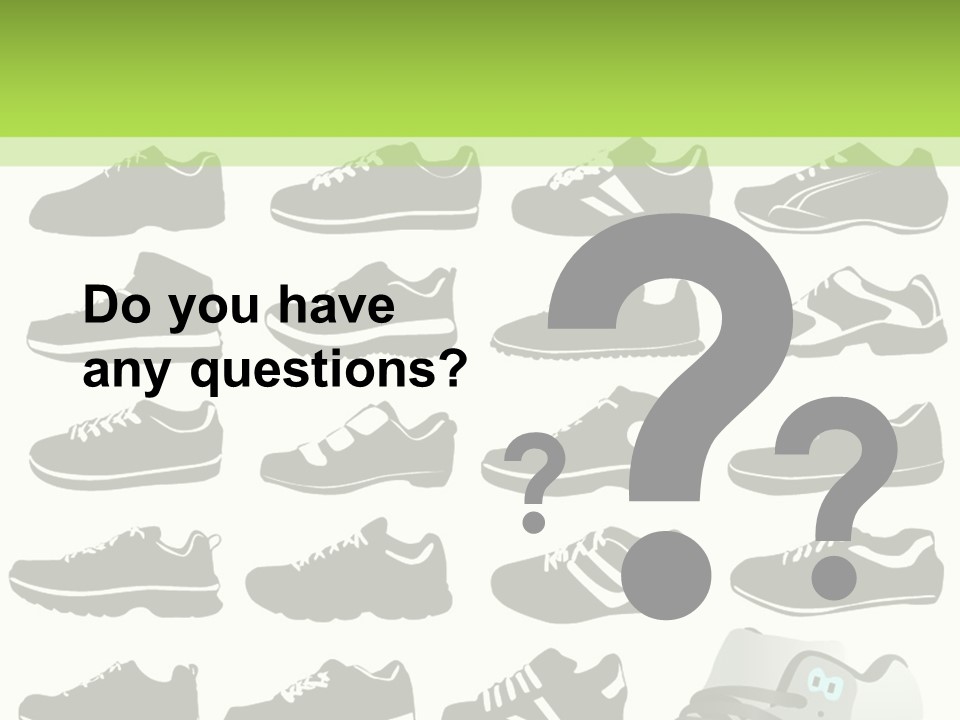 A Group Of Shoes With A Green Background PowerPoint Template