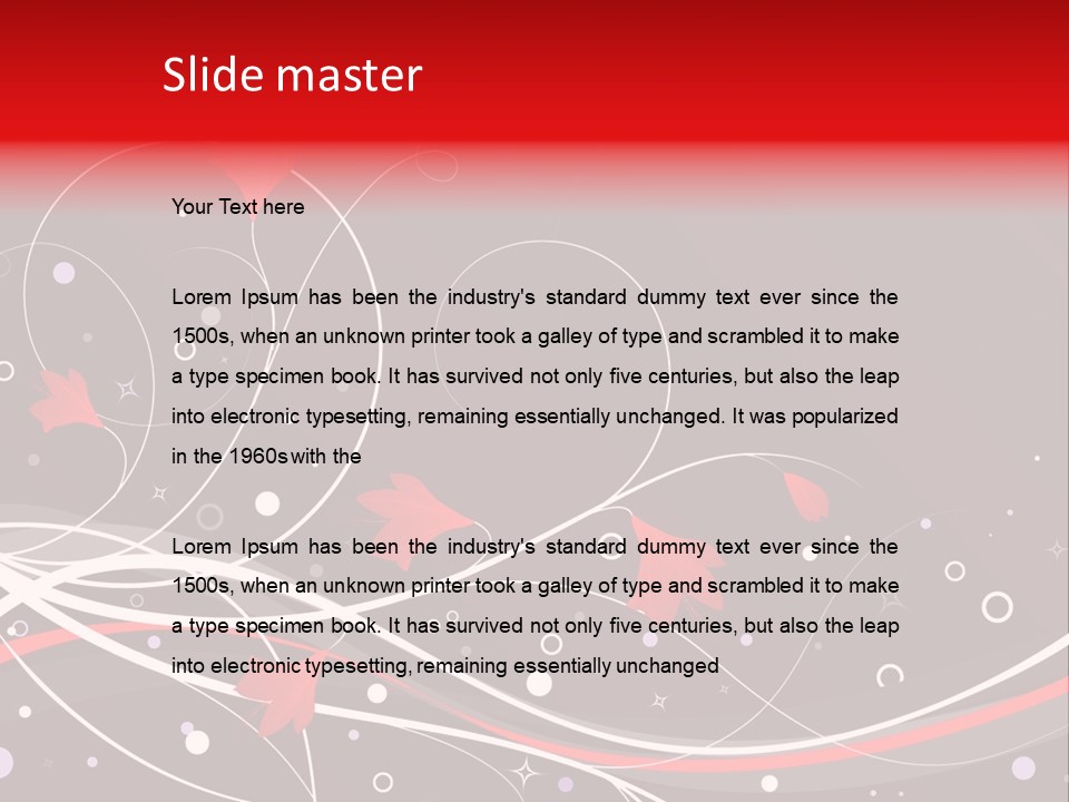 A Black And Red Background With Swirls And Leaves PowerPoint Template