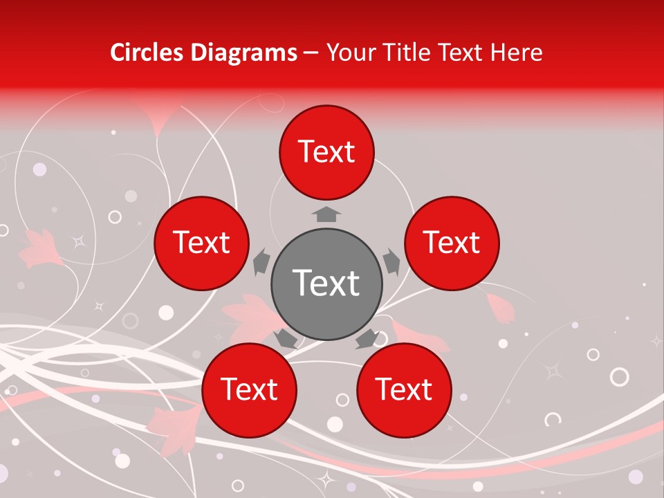 A Black And Red Background With Swirls And Leaves PowerPoint Template