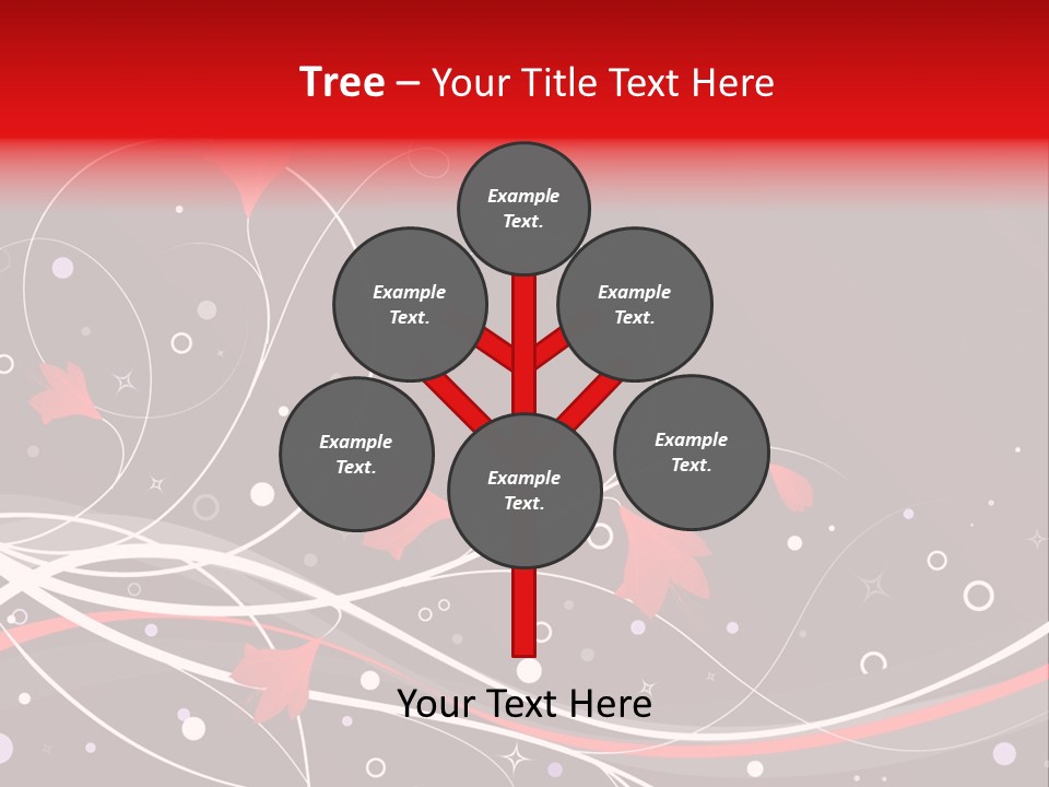 A Black And Red Background With Swirls And Leaves PowerPoint Template