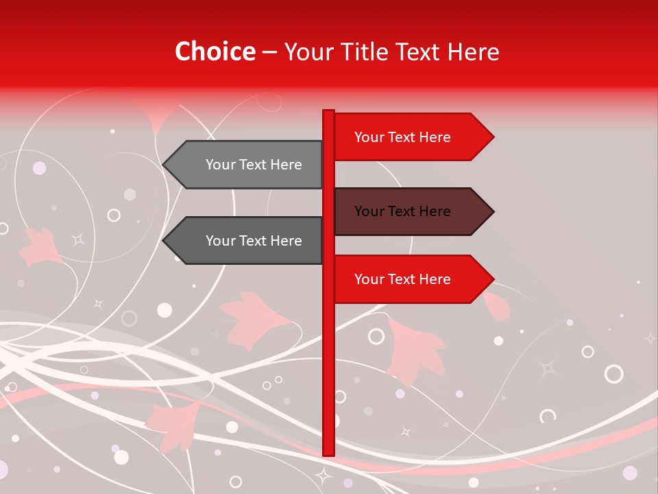 A Black And Red Background With Swirls And Leaves PowerPoint Template