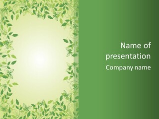 A Green Background With Leaves On It PowerPoint Template