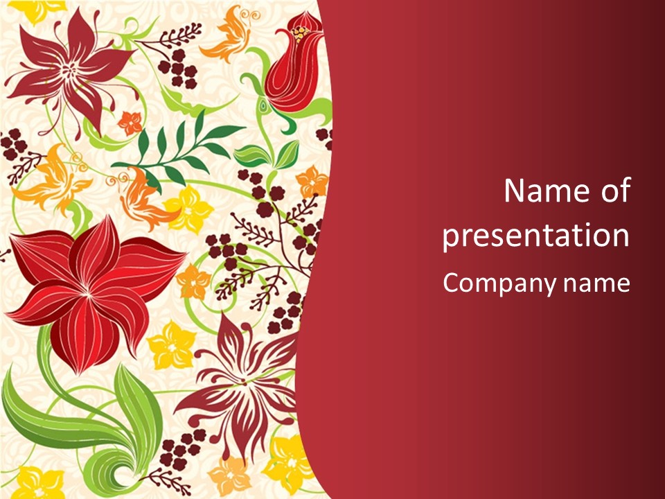 A Red And Yellow Flower Powerpoint Presentation PowerPoint Template