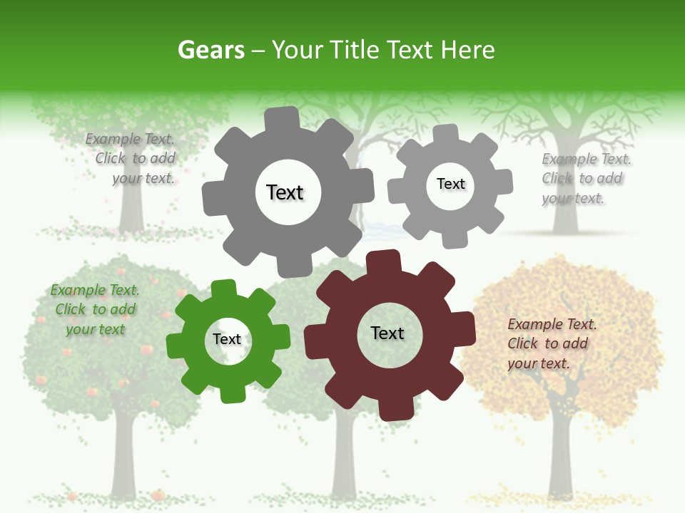 A Group Of Trees With Different Types Of Leaves PowerPoint Template