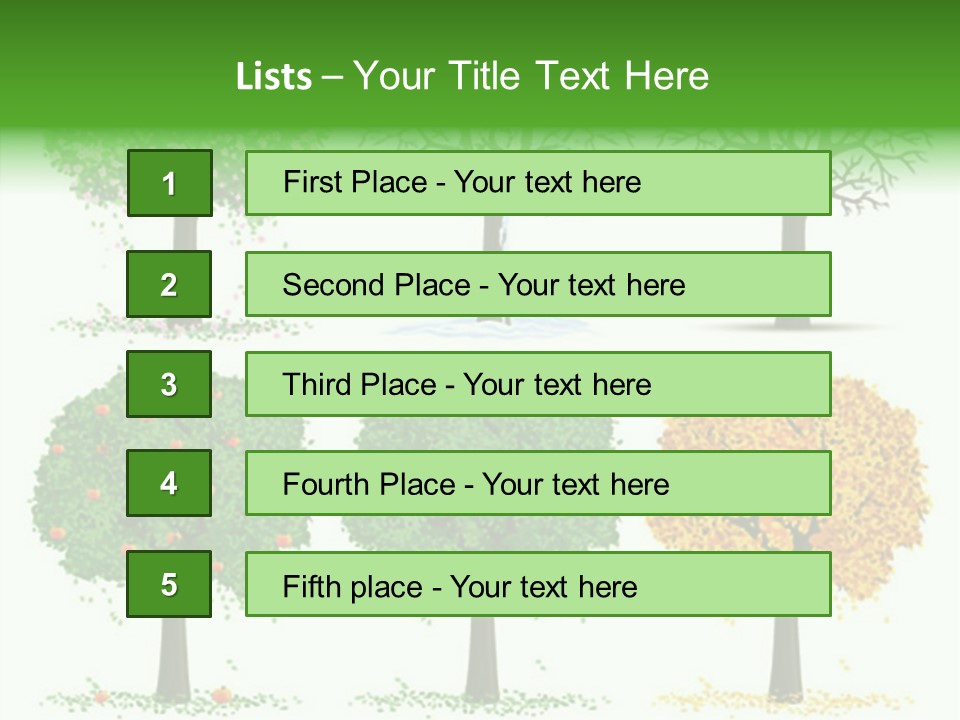 A Group Of Trees With Different Types Of Leaves PowerPoint Template