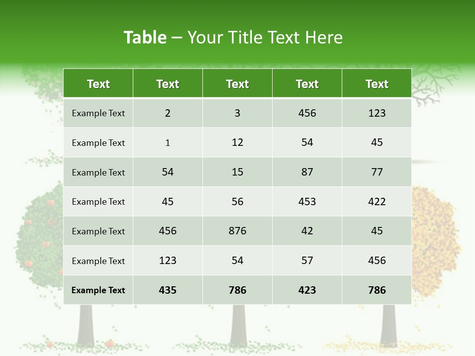 A Group Of Trees With Different Types Of Leaves PowerPoint Template