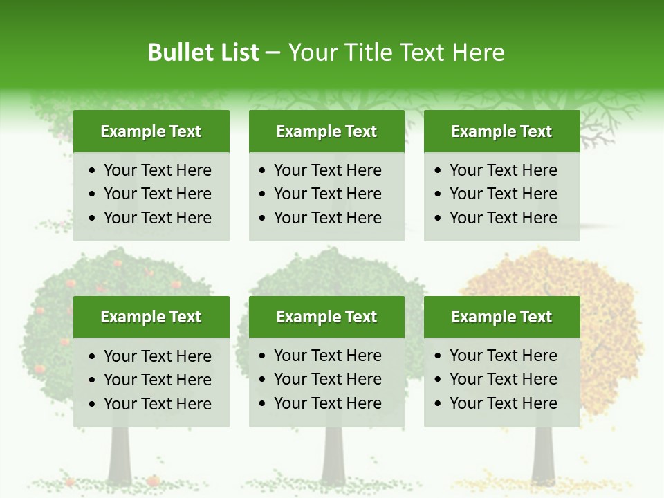 A Group Of Trees With Different Types Of Leaves PowerPoint Template