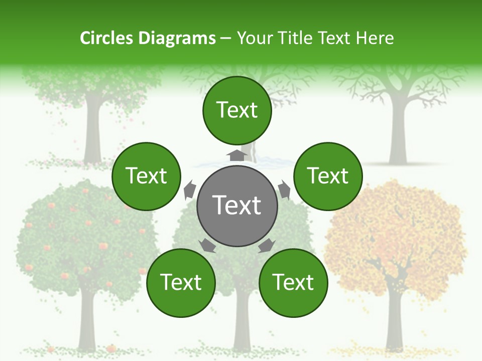 A Group Of Trees With Different Types Of Leaves PowerPoint Template