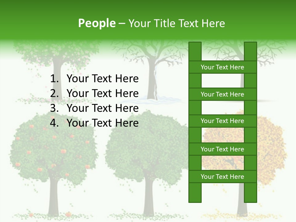 A Group Of Trees With Different Types Of Leaves PowerPoint Template