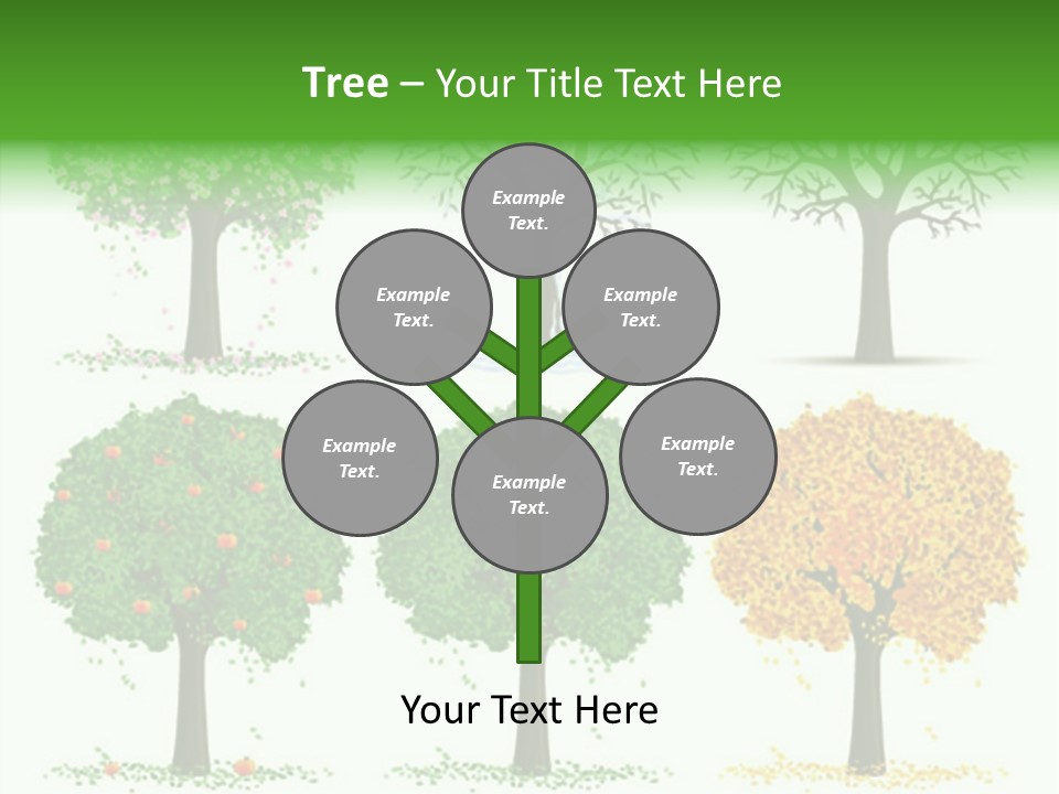 A Group Of Trees With Different Types Of Leaves PowerPoint Template