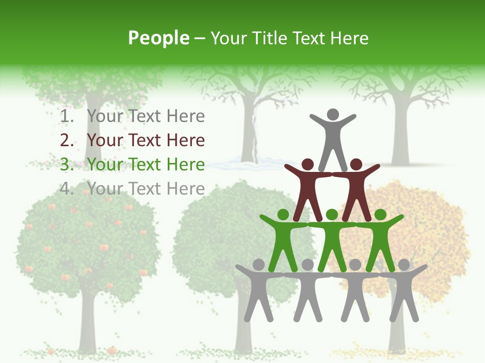 A Group Of Trees With Different Types Of Leaves PowerPoint Template