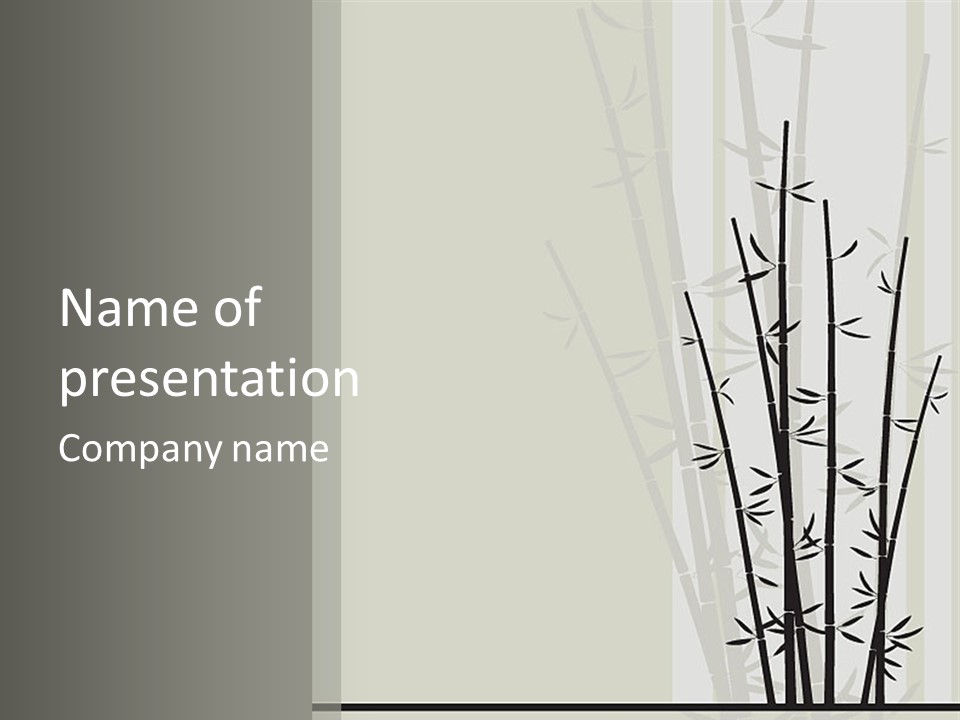 A Bamboo Tree Is Shown With A Gray Background PowerPoint Template