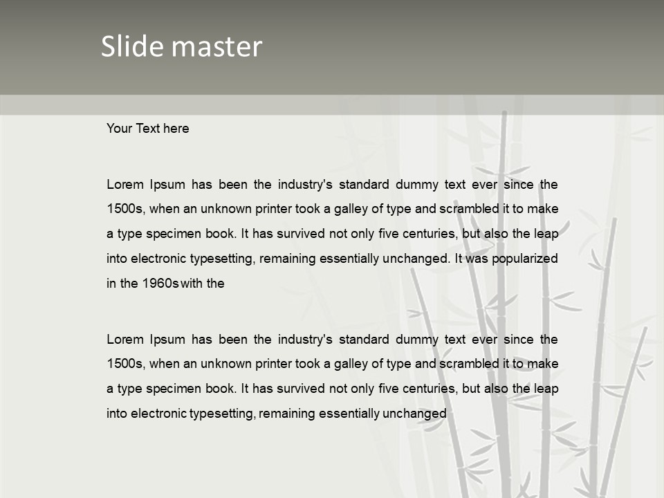 A Bamboo Tree Is Shown With A Gray Background PowerPoint Template