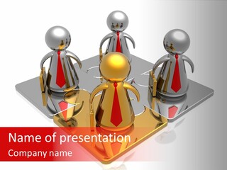 A Group Of People Standing On Top Of A Golden Plate PowerPoint Template