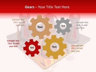 A Group Of People Standing On Top Of A Golden Plate PowerPoint Template