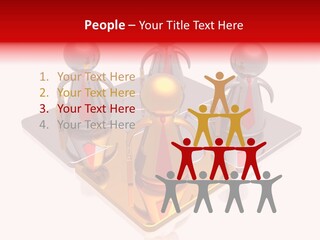 A Group Of People Standing On Top Of A Golden Plate PowerPoint Template