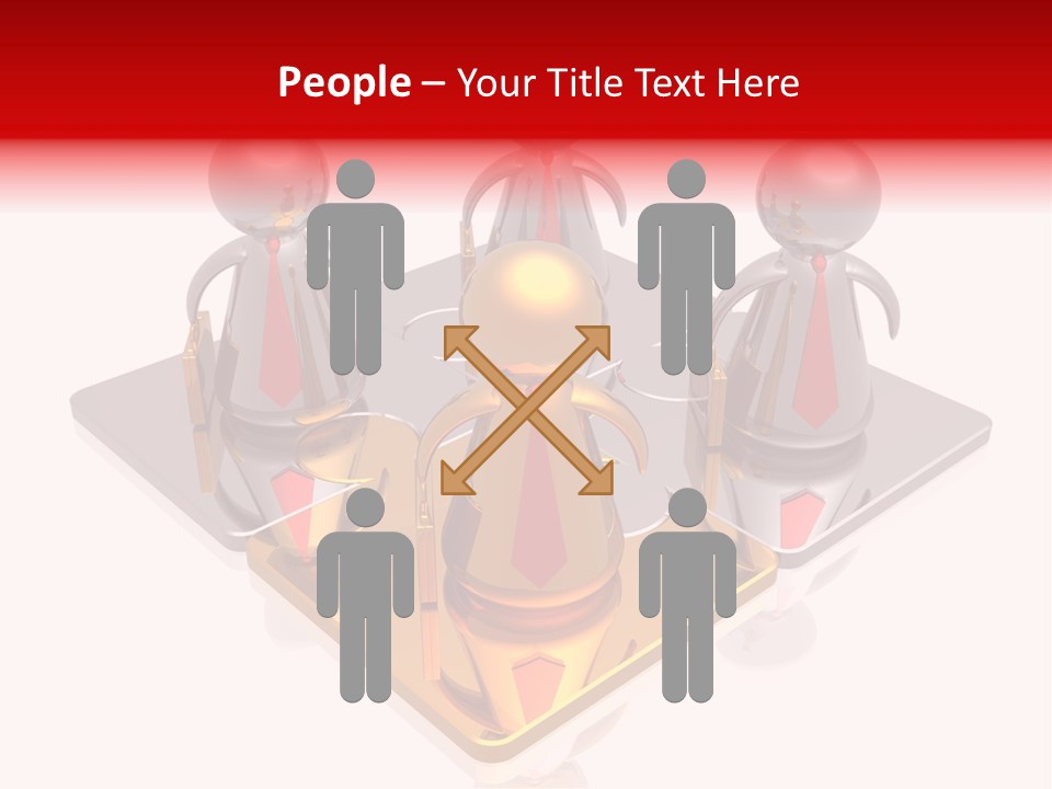 A Group Of People Standing On Top Of A Golden Plate PowerPoint Template