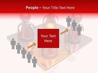 A Group Of People Standing On Top Of A Golden Plate PowerPoint Template