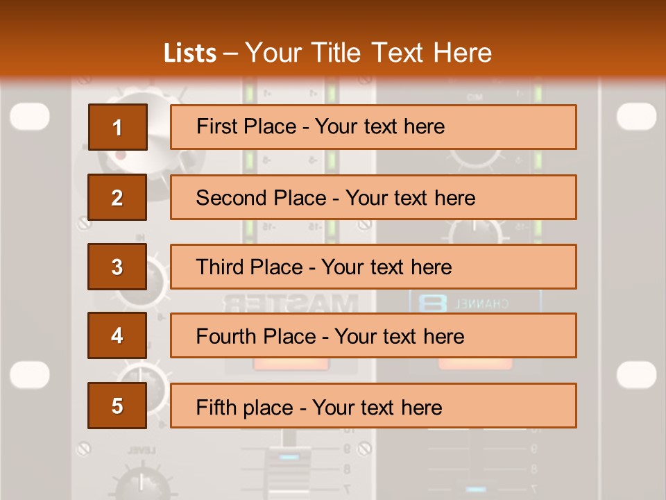 A Sound Board With Buttons And Knobs On It PowerPoint Template