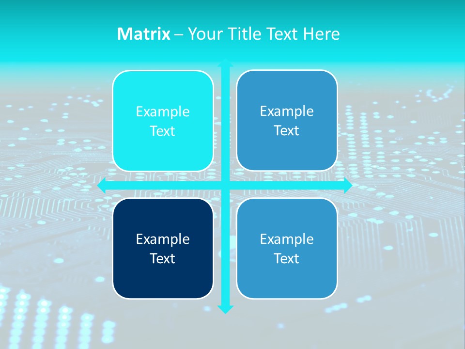 A Computer Circuit Board With Blue Lights On It PowerPoint Template