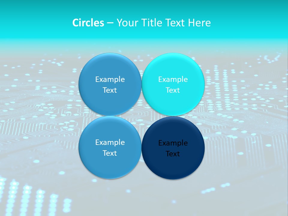 A Computer Circuit Board With Blue Lights On It PowerPoint Template