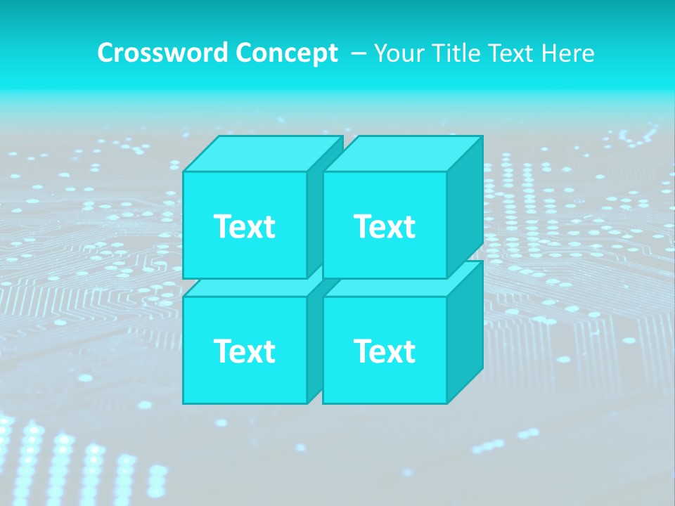 A Computer Circuit Board With Blue Lights On It PowerPoint Template