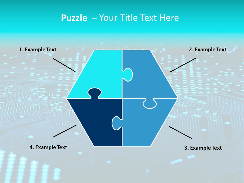 A Computer Circuit Board With Blue Lights On It PowerPoint Template