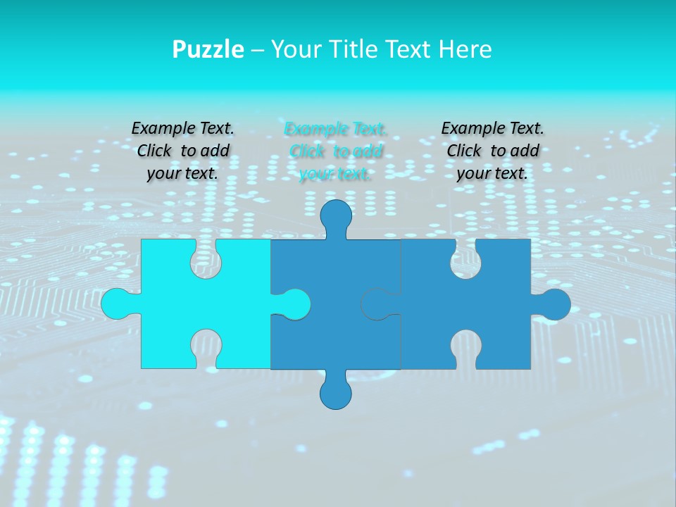 A Computer Circuit Board With Blue Lights On It PowerPoint Template