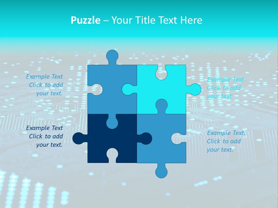 A Computer Circuit Board With Blue Lights On It PowerPoint Template