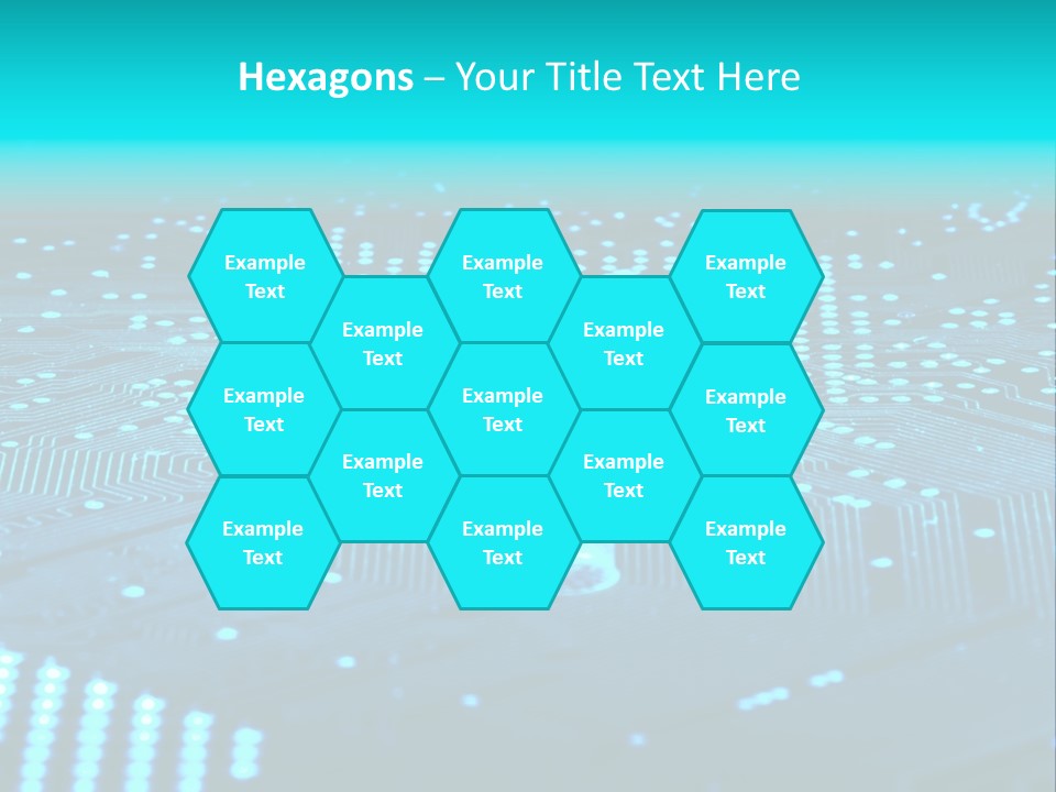 A Computer Circuit Board With Blue Lights On It PowerPoint Template
