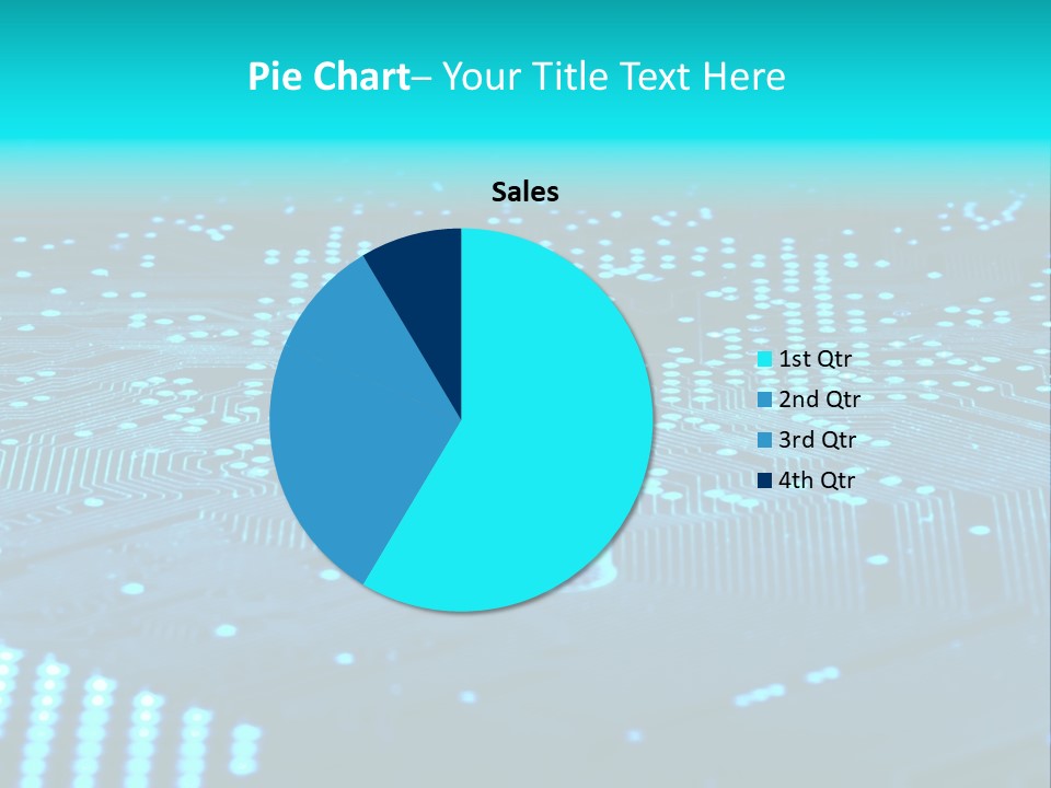 A Computer Circuit Board With Blue Lights On It PowerPoint Template